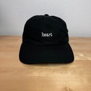 Coal Headwear Heart Embroidered Black Cotton Strapback Dad Hat Baseball Cap Mens
